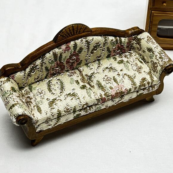 Dollhouse Miniature Furniture Kitchen Appliances MCM Upholstered Couch Chairs - Picture 2 of 13